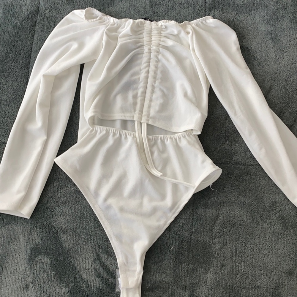 White Ruched Bodysuit
